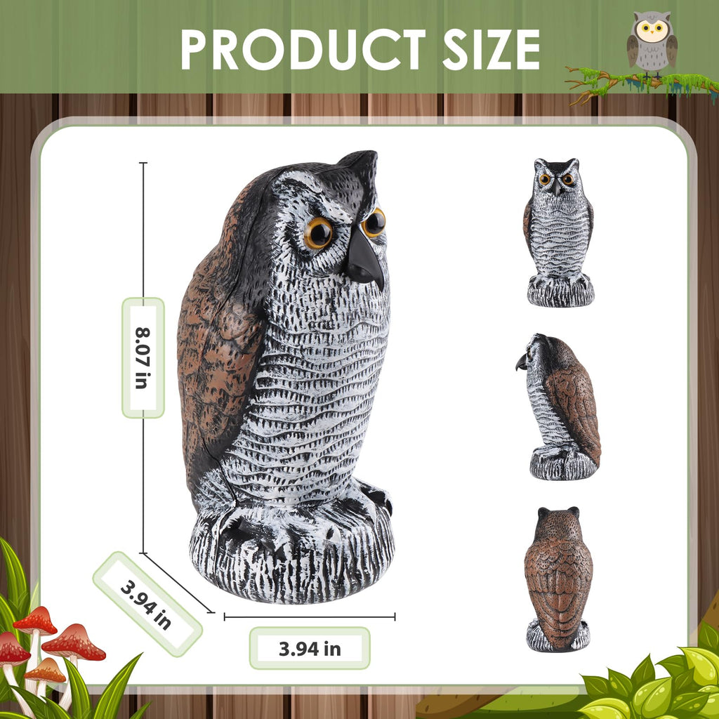 Fake Owl Decoy to Scare Birds Away, Plastic Garden Owl Scarecrow for Garden, Waterproof Owl Statue for Courtyard Orchard Doorway Roof Owl Decor 3 Pack