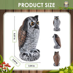 Fake Owl Decoy to Scare Birds Away, Plastic Garden Owl Scarecrow for Garden, Waterproof Owl Statue for Courtyard Orchard Doorway Roof Owl Decor 3 Pack