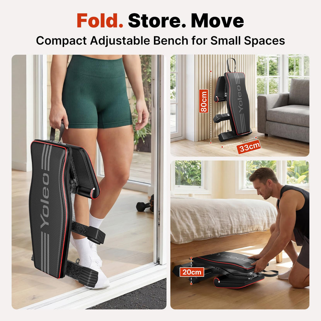 YOLEO Adjustable Weight Bench, ASTM-Certified 827LBS, 98% Pre-Assembled