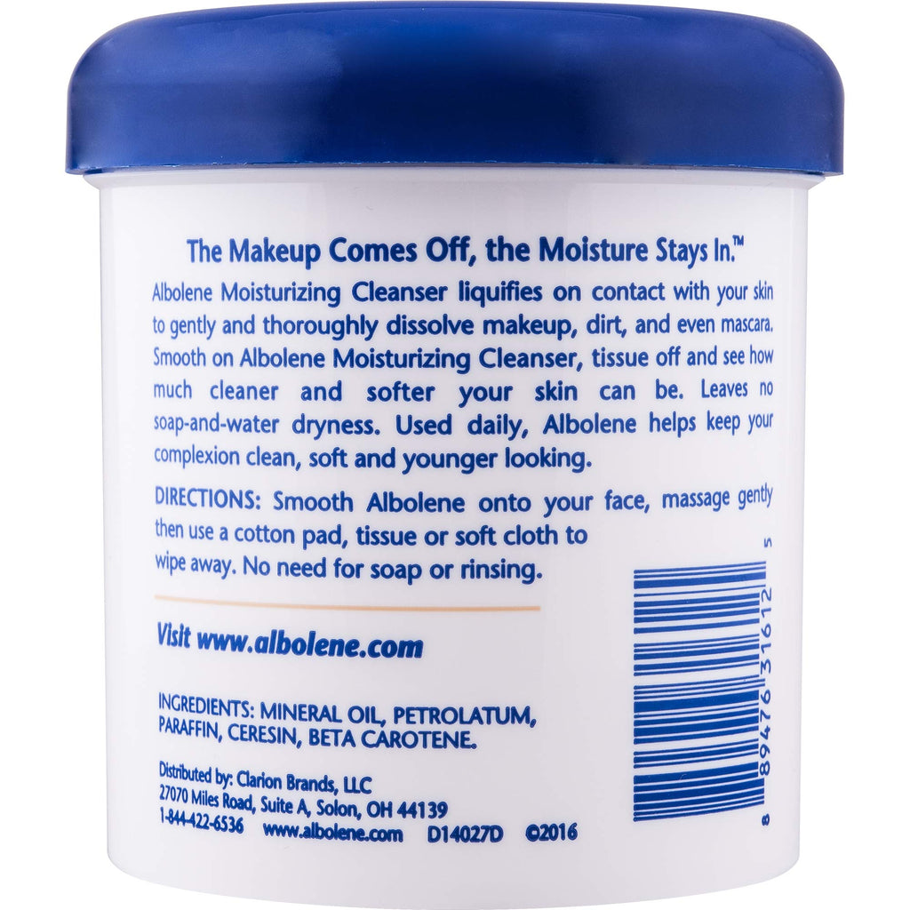 Albolene Moisturizing Cleanser & Makeup Remover Balm - Fragrance-Free Facial Cream for Cleansing & Hydration - Multi-Use Skincare for All Skin Types - No Harsh Chemicals - 12 oz (Pack of 2)