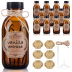 12 Pack 4 oz Vanilla Extract Bottles, Amber Glass Bottle with Twine