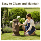 FlowLuxe 35.6" H Moai-Inspired Statue - Easter Island Head Sculpture for Indoor & Outdoor - Iconic Moai Design Statue for Garden Yard Patio Lawn Porch Decor