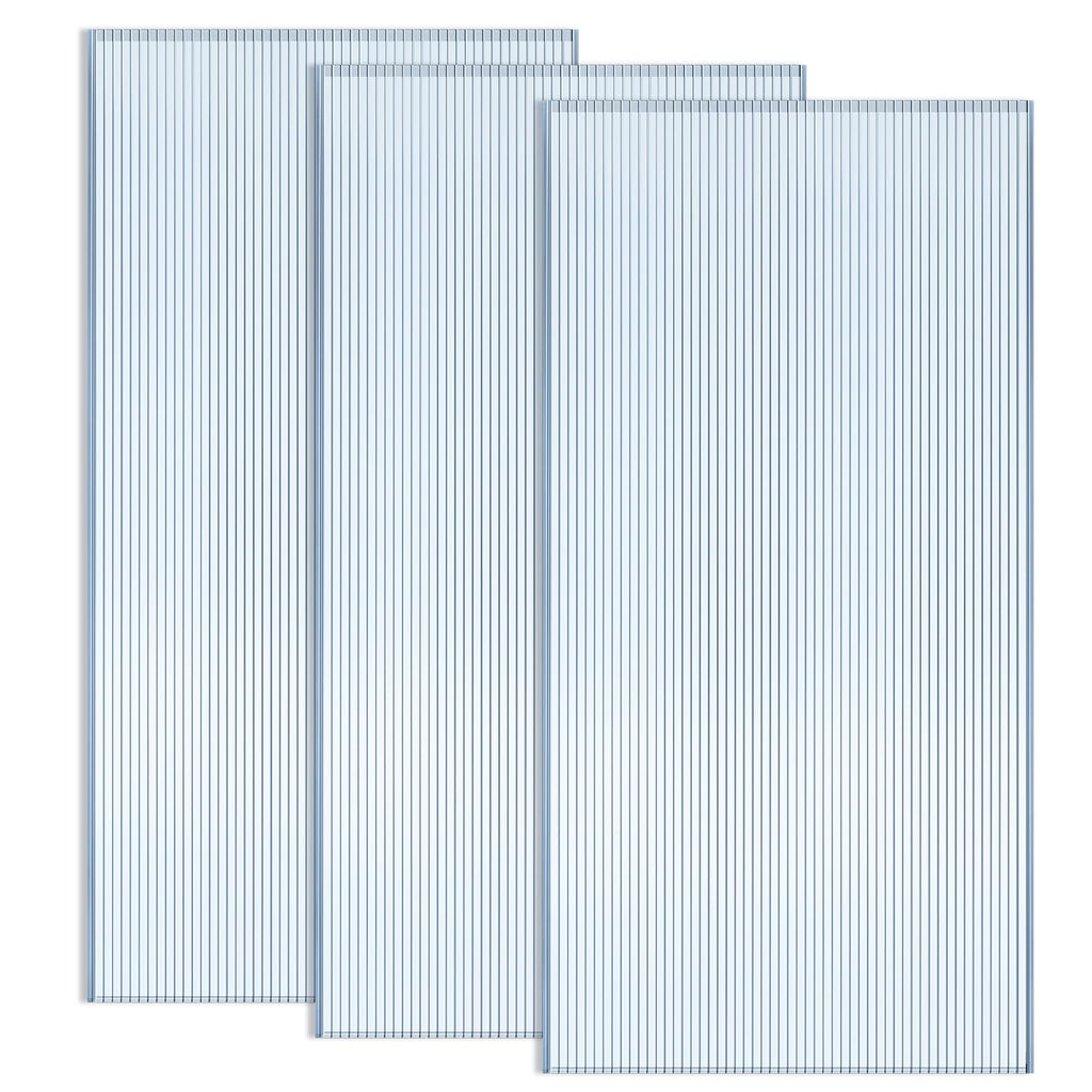 Hotop 3 Pcs Polycarbonate Greenhouse Panels Double Layer Polycarbonate Panels Waterproof UV Protected Sheet Corrugated Plastic Roof Greenhouse Replacement Cover (4' X 2' X 0.24")