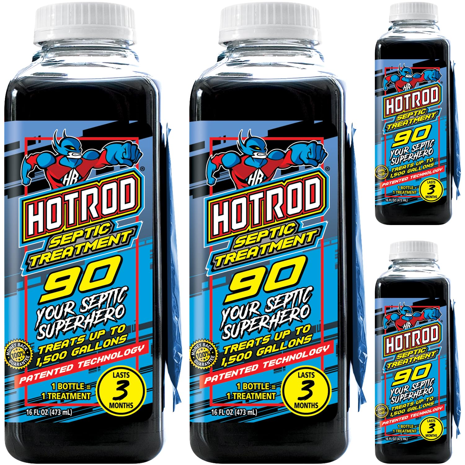 Hotrod Septic Tank Treatment - 12 Month Supply Extends Septic System Life and Prevents Costly Repairs - Industrial Grade - Easy to Use (12 Month, 4.00, Count)