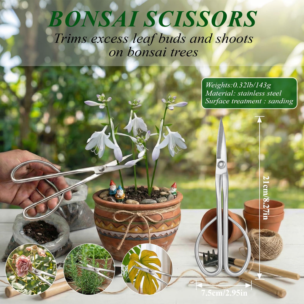 Bonsai Tools Set 3-Piece – Knob Cutter, Concave Cutter & Scissors for Trim