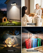 Brightown 4 Pack Solar Outdoor Lights, 2500LM 223 LED Solar Flood Outdoor Lights with Motion Sensor 3 Modes, 3 Head 270° Wide Angle Street Area IP65 Waterproof Security Wall Lights with Remote