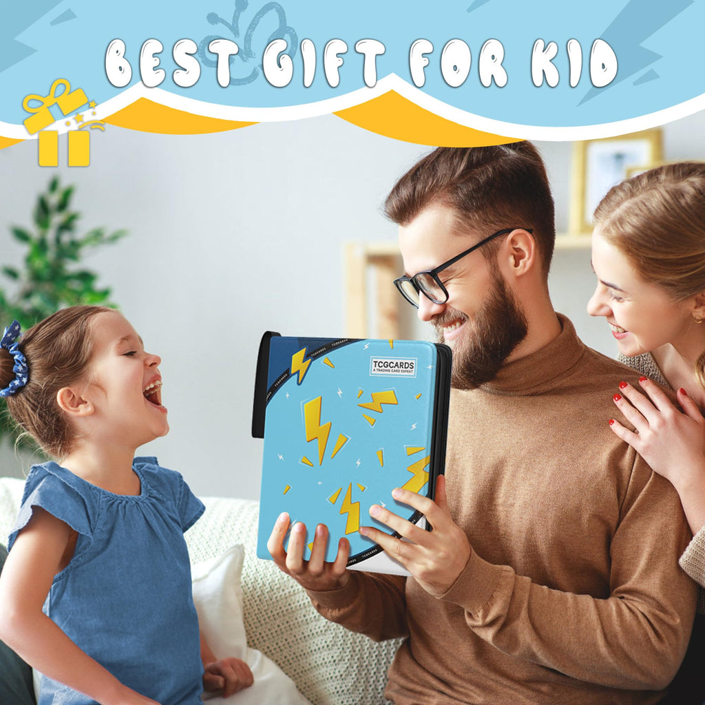 Trading Card Binder 9 Pocket,Card Binder 900 Pockets,Card Book Holder Cards with 50 Removable Sleeves,3-Ring Zip Design MTG/TCG/Sport Collectible Trading Card Albums Gifts for Boys and Girls (Blue)