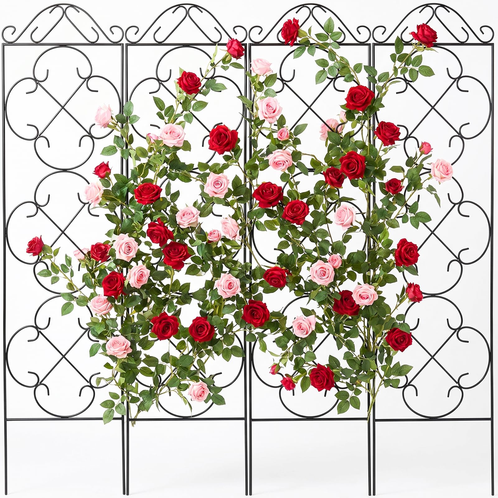 Thealyn 4 Pack 48" x 12.5" Metal Trellis for Potted Plants and Planters