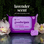 goodwipes Flushable Butt Wipes - Vitamin E & Aloe - Sewer & Septic Safe - Extra Large Adult Wet Wipes For Women & Men - Bathroom Essentials - Lavender, 318 Count (6 Packs + 1 Travel)