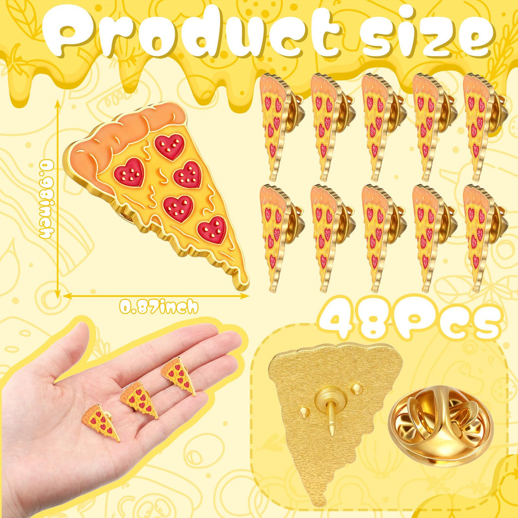 Tondiamo 48 Pcs Pizza Pin Bulk Food Slice of Pepperoni Heart Enamel Lapel Brooch Pizza Lover Bulletin Board Decorations Pin Gift for Summer Party Accessories