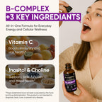 Venture Pal Vitamin B Complex Liquid Drops, B12 Methylcobalamin | B9 Folic | B1,B2,B3,B5,B6,B16 - Vitamin C, Choline, Inositol, Immune & Energy Metabolism, Brain & Heart Support