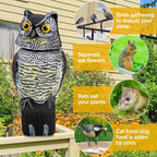 Fake Owl Statue to Scare Birds Away, Waterproof Moving Bird Deterrent Owl