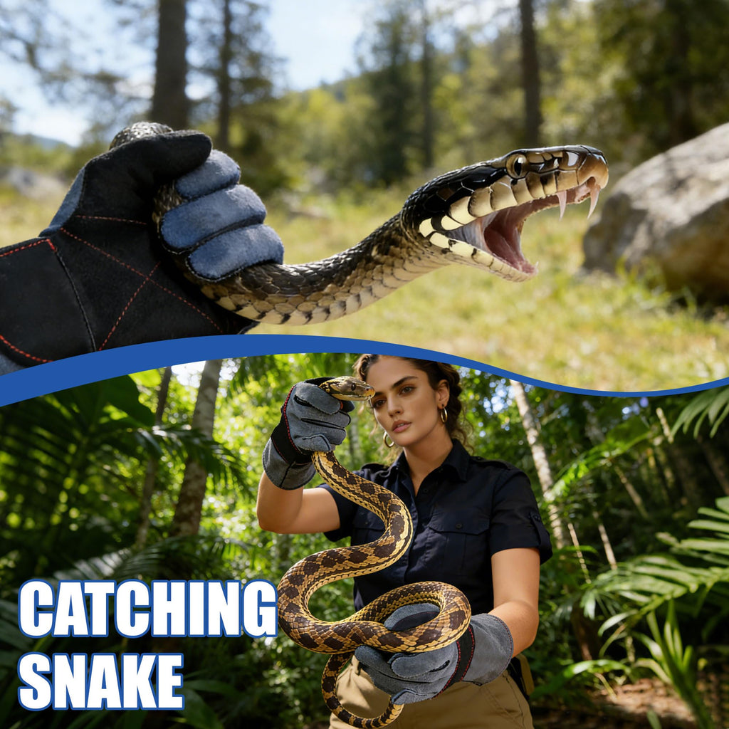 IC ICLOVER Animal Handling Gloves, Snake Bite Proof Gloves, Double Leather