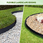 No Dig Landscape Edging 33FT, 4-Inch Plastic Edging, 100 Spikes & Hammer