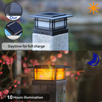 Dynaming 8 Pack Solar Post Cap Lights Outdoor with Flickering Flame Light, Fence Post Solar Lights Fit for 4x4 5x5 6x6 Vinyl/Wooden Posts, High Brightness SMD LED Lighting Decor for Garden Deck Patio
