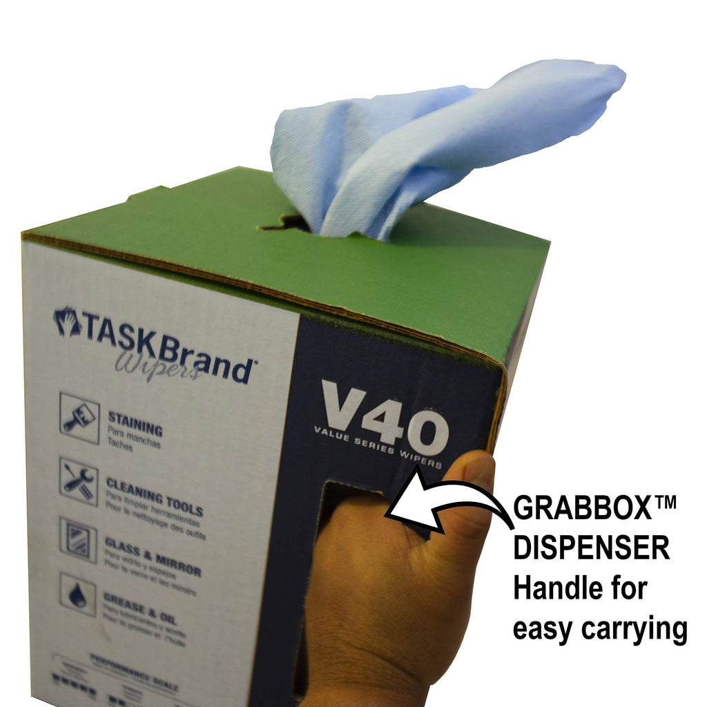 TaskBrand N-V040CGB Blue V40 Value Series Center Pull Wiper Sheets, All-Purpose Disposable Cleaning Towels, 10 x 11.5 Inches, Roll of 200
