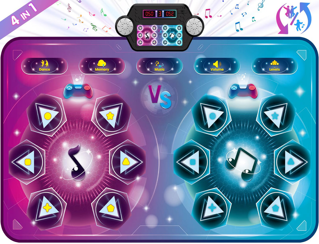 Upgraded Extra Large Electronic Dance Mat Toys, Kids Dance Mats for Single/Double Players, Music Dance Pad with LED Light, Dancing Game Toy as Christmas Birthday Gift for Kids Girls Boys 3-12 Year Old