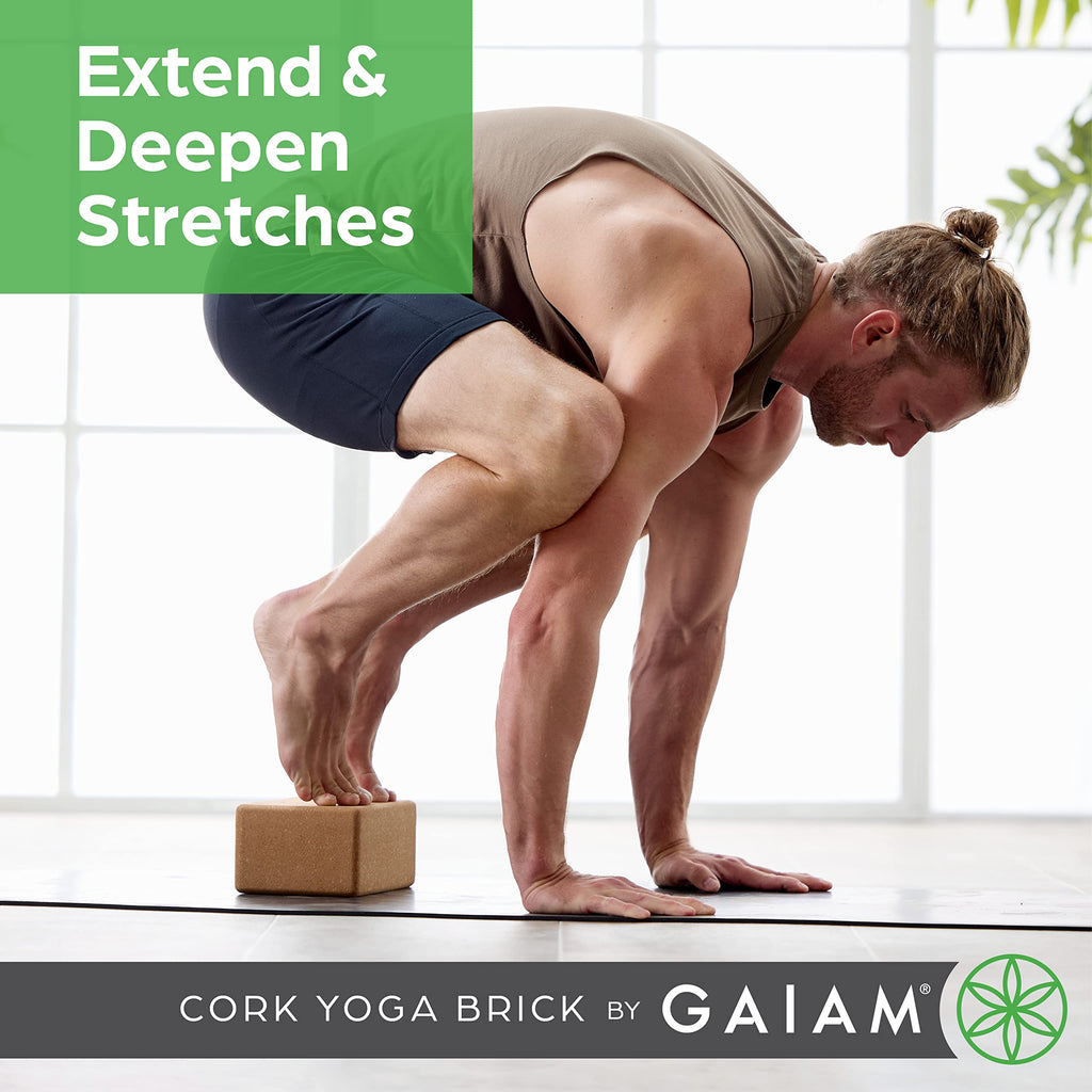 Gaiam Cork Yoga Block ��� 4x6x9 Inch, Natural Cork Block for Yoga, Pilates, Stretching, Balance, Gym, Home Workout, Meditation, Non-Slip, High-Density, Rounded Edges for Enhanced Poses and Flexibility