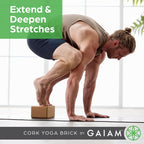 Gaiam Cork Yoga Block ��� 4x6x9 Inch, Natural Cork Block for Yoga, Pilates, Stretching, Balance, Gym, Home Workout, Meditation, Non-Slip, High-Density, Rounded Edges for Enhanced Poses and Flexibility