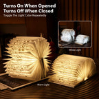 ZBOLE Book Lover Gift, Folding Book Lamp Decor, Portable Print Book Light