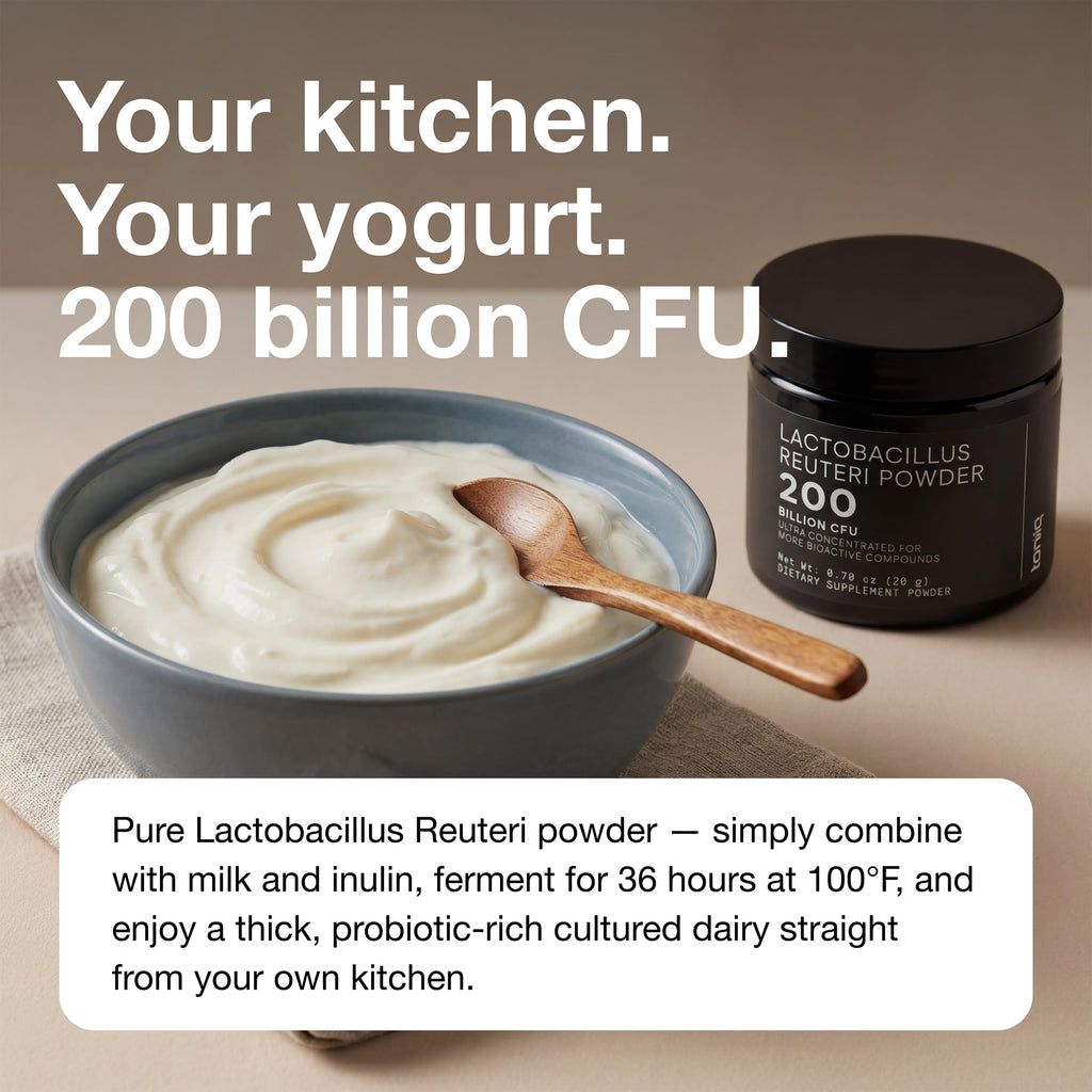 L Reuteri Yogurt Starter & Probiotic Powder – Ultra High Strength 200 Billion CFU Pure Lactobacillus Reuteri – 3rd Party Tested, Shelf-Stable, Single-Strain – 20g