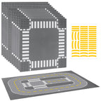 12 Pack Road Base Plates for Building, Compatible with Lego Classic Bricks, 10” x 10” Baseplates Fits for Lego Roads, Road Base Plates for City Sets (Attached DIY Stickers)