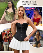 SZIVYSHI 14-Bone Overbust Corset Top - Black - Small