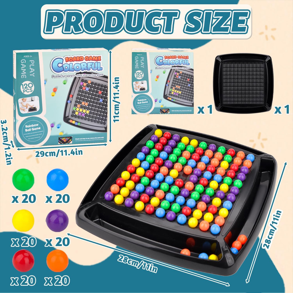 Intellectual Chess Board Game, Chess Elimination Board Game, 120 Pieces Rainbow Color Beads Board Game Interactive Strategy Board Game for Children and Adults