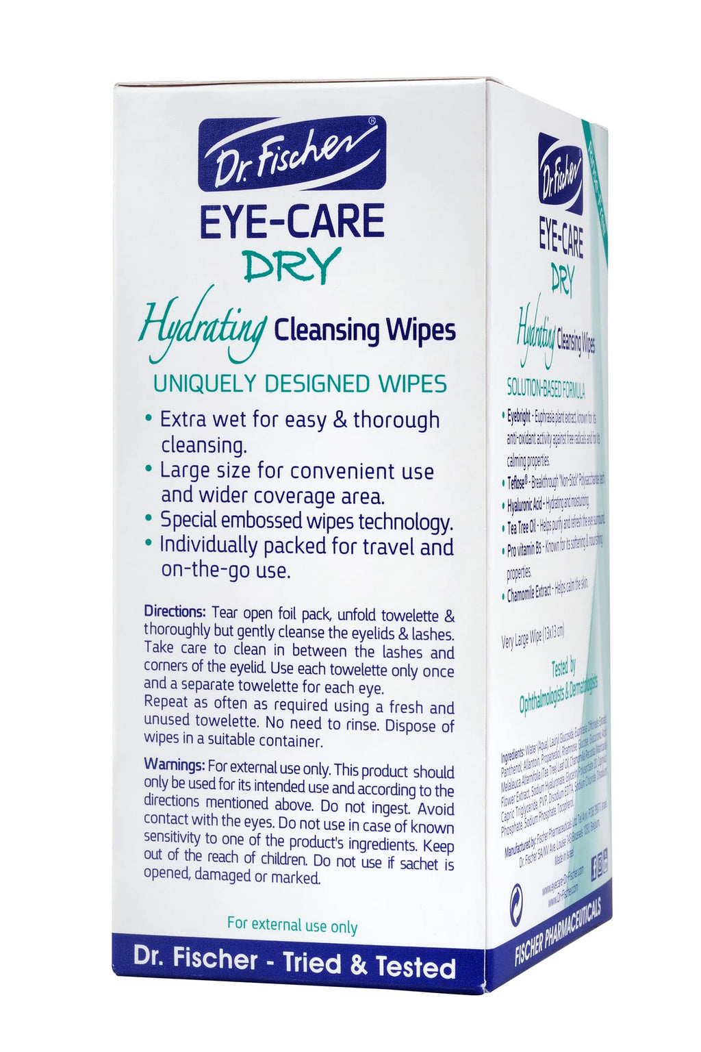 Dr. Fischer Tea Tree Eyelid Wipes - Gentle Eye Wipes for Everyday Eye Cleansing and Hypoallergenic Makeup Remover