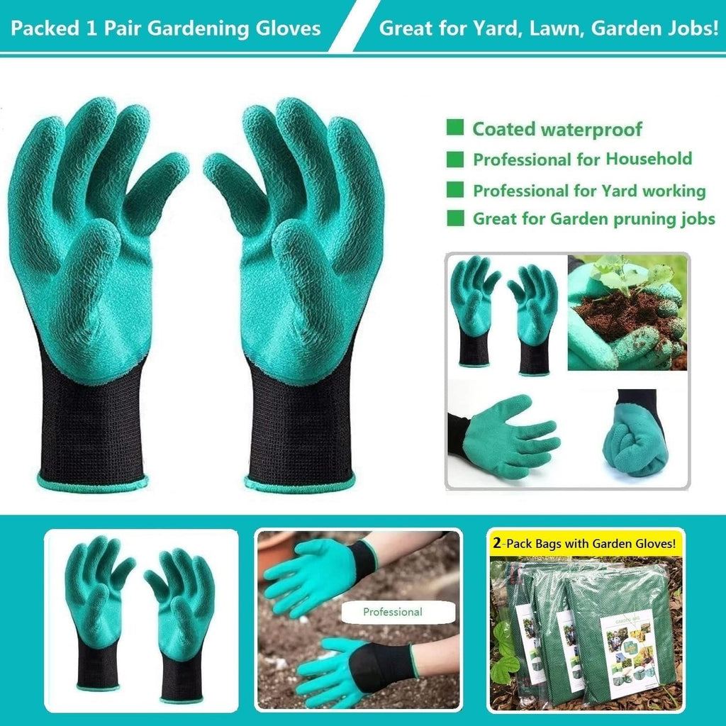 Professional 3-Pack 63 Gallon Lawn Garden Bags Large (D31,H19 inch) Yard Waste Bags W/Gardening Gloves,Standable,Reusable Leaf Bag,Lawn Debris Bin,Garden Trash Container,Plant Trimmings Bag 4 Handles