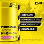 C4 Original Pre Workout Powder Pink Lemonade Vitamin C for Immune Support Sugar Free Preworkout Energy for Men & Women 150mg Caffeine + Beta Alanine + Creatine 60 Servings