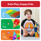 PicassoTiles 80 Pcs Magnetic Building Tiles Magnet Building Block Toys W/Car Diamond Educational Construction Playset Toy for STEM Sensory Gifts Kid Brain Development Stacking Blocks Construction Set