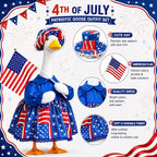 ARGOOFG Porch Goose 4th of July Outfits Clothes for Large 23" H Statue