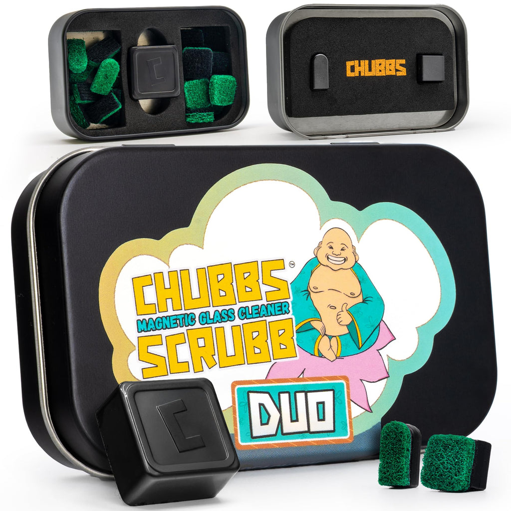 Chubbs Scrubb Duo Magnetic Glass Cleaner Kit - Mini Magnet Scrubber for Hard-to-Reach Stains on Glass, Ceramic & Metal