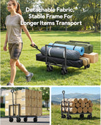 Collapsible Wagon Cart with Wheels, 220LBS for Grocery Shopping Camping