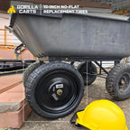 Gorilla Carts 4- Pack 10 Inch No-Flat Replacement Wheels, Heavy Duty Solid Tire - Airless Polyurethane Tires w/ 2.16” Hub, 5/8” Bore for Lawn & Garden Utility Cart and Hand Truck