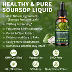 Soursop Graviola Liquid Drops 2000mg, Organic Soursop Extract - 98% Absorption Soursop Bitters Liquid for Cell Support & Regeneration and Immune Boost, Sugar/Gluten Free, Natural Flavor, 2 Fl Oz