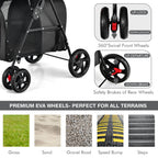 Giantex Double Pet Stroller with 2 Detachable Carrier Bags, Safety Belt, 4 Lockable Wheels, Folding Cat & Dog Stroller for Small Medium Pets, Cats Dogs Puppy Travel Strolling Cart (Black)
