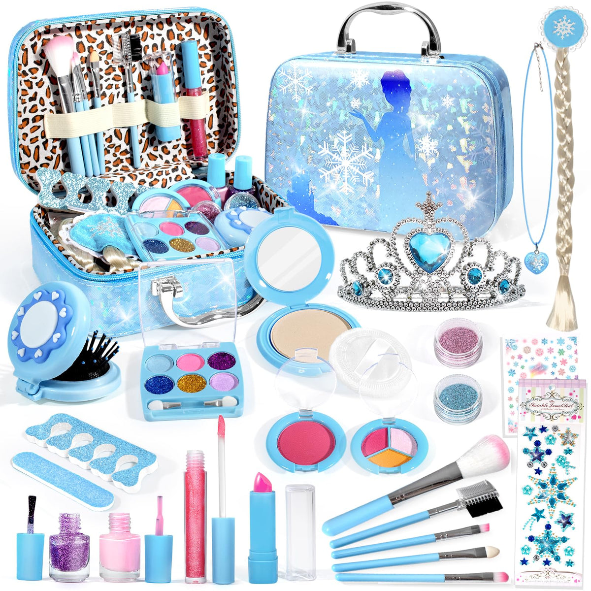 INNOCHEER Kids Makeup Kit for Girl Toys, Frozen Makeup Set for Girls, Real Washable Makeup Kit for Girls, Birthday Christmas Princess Gifts for Girls Kids Age 3 4 5 6 7 8 9 10 11 12 Year Old