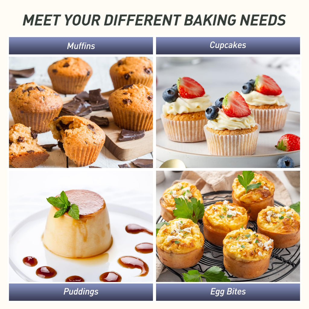 2 Pack 6 Cups Jumbo Muffin Pan with Metal Reinforced Frame Silicone Molds Egg Bites Silicone Circle Cookie Molds Extra Large Muffin Tin Jumbo Tart Pans Baking Sheet Set for Sandwiches