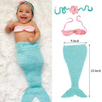 Newborn Photography Props Baby Crochet Mermaid Outfit Tail Headband Bra