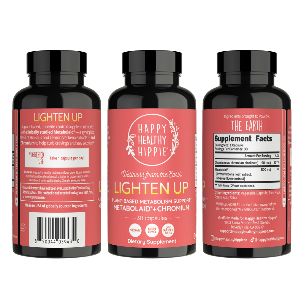Happy Healthy Hippie GLP-1 Supplement (Metabolaid™ + Chromium) + Appetite Suppressant for Women | Metabolism Booster (AMPK) for Weight | Belly Fat Burner | Hunger & Cravings Control - 30 Vegan Caps