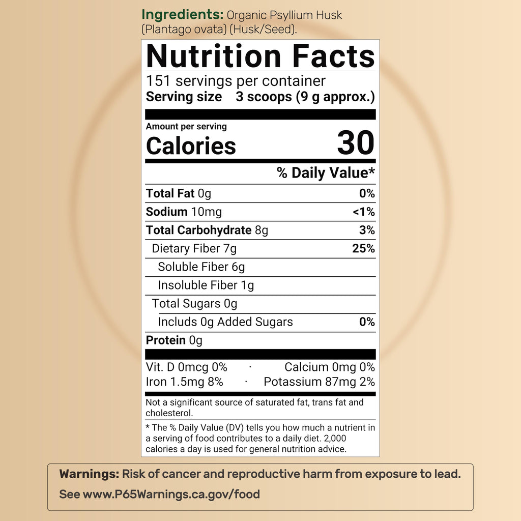 NatureBell Psyllium Husk Fiber Supplement, 9,000mg Per Serving, 3lb (48oz) Powder | Organic Soluble Fiber for Digestive & Gut Health | Plant-Based, Unflavored, Non-GMO, Gluten-Free
