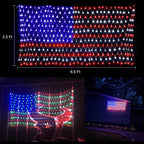 HYH American Flag Lights with 420 Super Bright LEDs,Waterproof Led Flag Net Light of The United States for Yard,Garden Decoration, Festival, Holiday, Party Decoration,Christmas Decorations