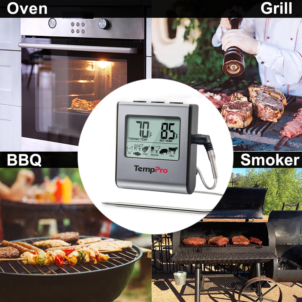 TempPro TempTrack Large LCD Digital Meat Thermometer for Cooking
