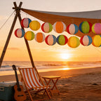 Renbuzhu 30PCS Beach Ball Paper Lanterns Bulk Pool Summer Luau Hawaiian Tropical Hanging Party Decorations Indoor Outdoor
