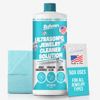 Sylvan Hills Ultrasonic Jewelry Cleaner Solution Concentrate + Free Cloth | 500+ Uses | 32 Oz | Made in The USA | Compatible with All Ultrasonic Cleaners | Cleaner Liquid | Rings, Necklaces & Eyewear