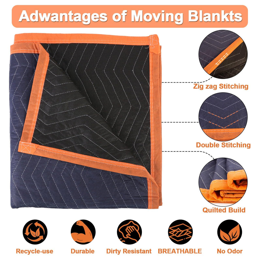 YMTLJHDSY 2 Pk Heavy-Duty Moving Blankets 72x80in with 1 Large Rubber Band