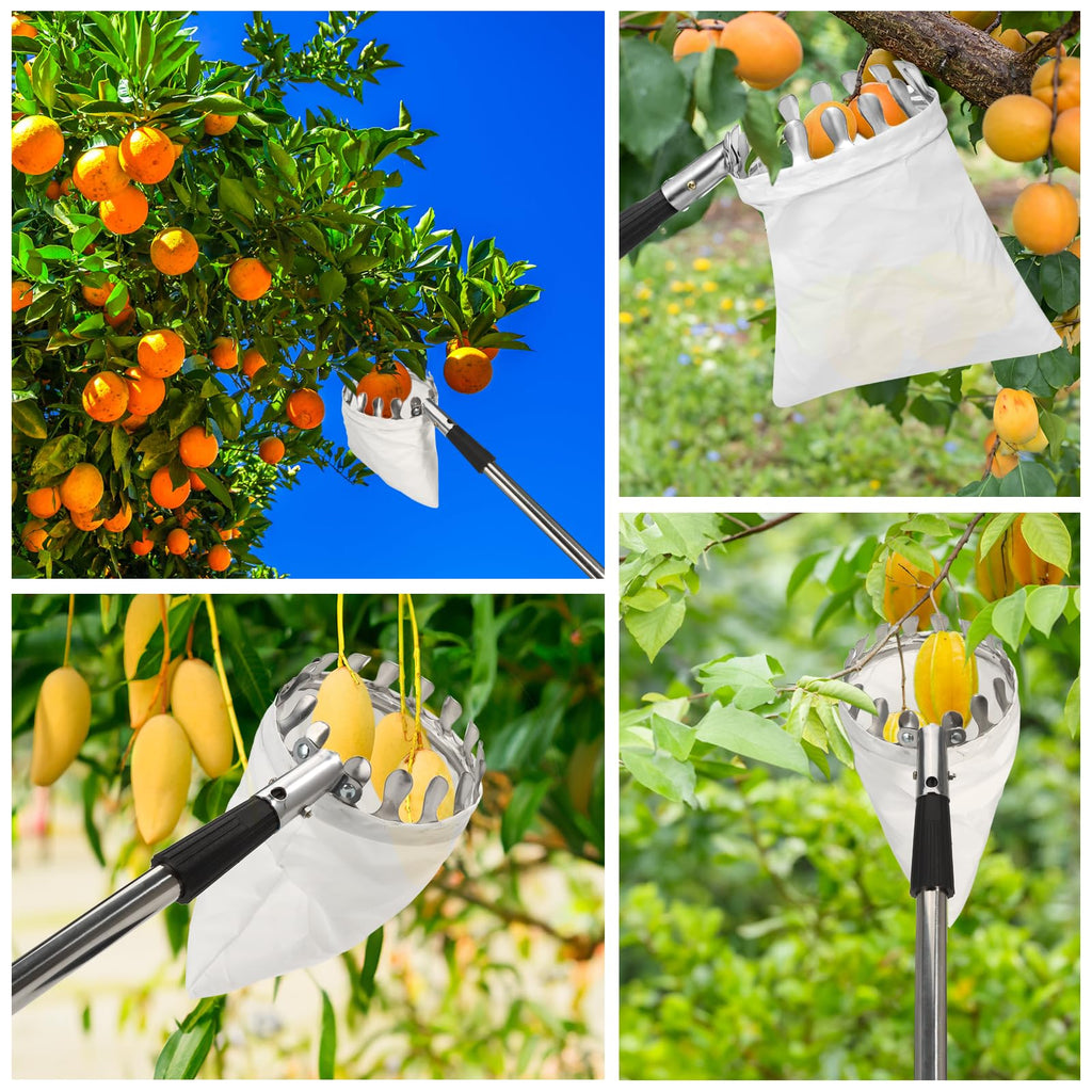 Fruit Picker Pole with Basket Telescoping, 11.5FT Fruits Picker Tool