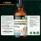 BIO KRAUTER® Horsetail Supplement for Hair, Skin & Nails - Vegan & Pure Horsetail Herb Liquid Drops 660 mg per Serving 4 Fl.Oz. - Silica Hair Supplement - Alcohol & Sugar Free - 56 Days of Supply